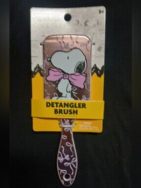 Peanuts -Snoopy Detangler Hair Brush, Snoopy Wearing a Pink Bow Tie,Pink Ribbons